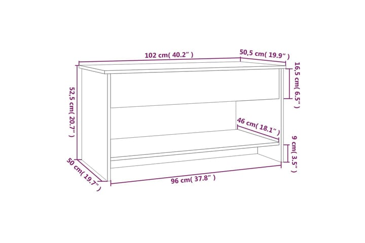 Sohvapöytä ruskea tammi 102x50x52,5 cm tekninen puu - Ruskea - Huonekalut - Pöytä & ruokailuryhmä - Sohvapöytä