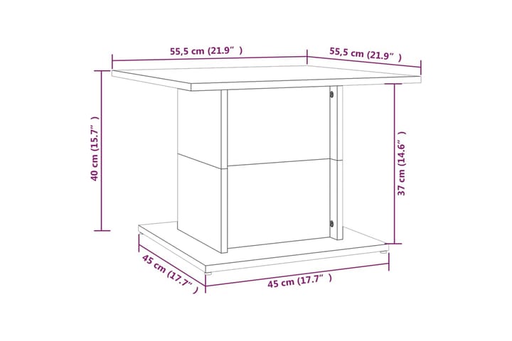 Sohvapöytä ruskea tammi 55,5x55,5x40 cm lastulevy - Ruskea - Huonekalut - Pöytä & ruokailuryhmä - Sohvapöytä