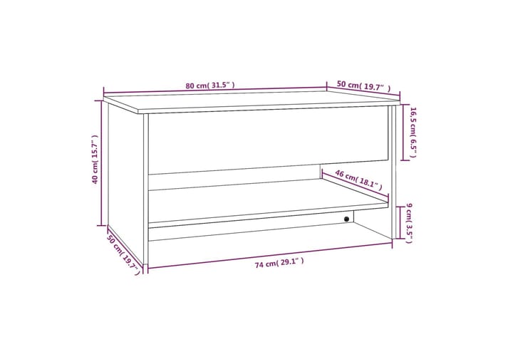 Sohvapöytä ruskea tammi 80x50x40 cm tekninen puu - Ruskea - Huonekalut - Pöytä & ruokailuryhmä - Sohvapöytä