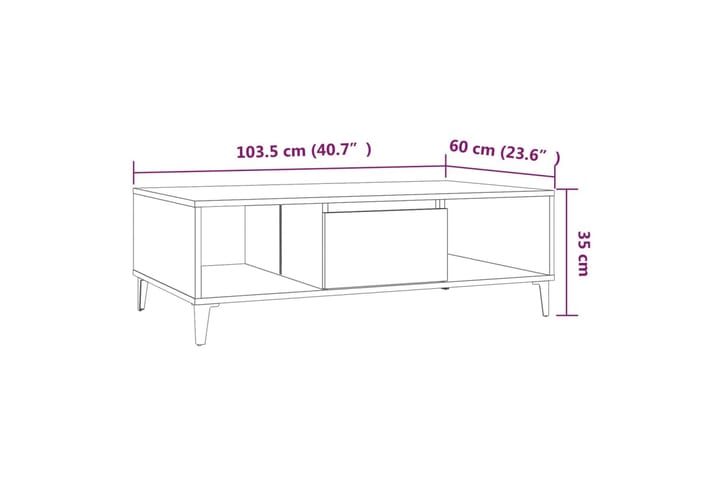 Sohvapöytä savutammi 103,5x60x35 cm lastulevy - Ruskea - Huonekalut - Pöytä & ruokailuryhmä - Sohvapöytä