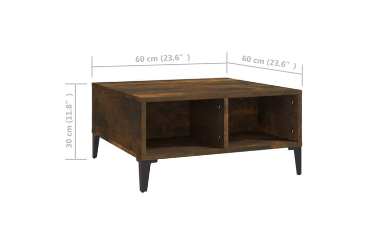 Sohvapöytä savutammi 60x60x30 cm lastulevy - Ruskea - Huonekalut - Pöytä & ruokailuryhmä - Sohvapöytä