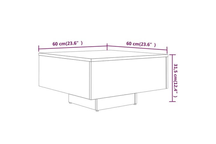 Sohvapöytä savutammi 60x60x31,5 cm tekninen puu - Ruskea - Huonekalut - Pöytä & ruokailuryhmä - Sohvapöytä