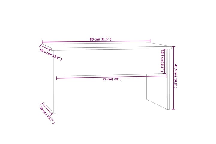 Sohvapöytä savutammi 80x50,5x41,5 cm tekninen puu - Ruskea - Huonekalut - Pöytä & ruokailuryhmä - Sohvapöytä