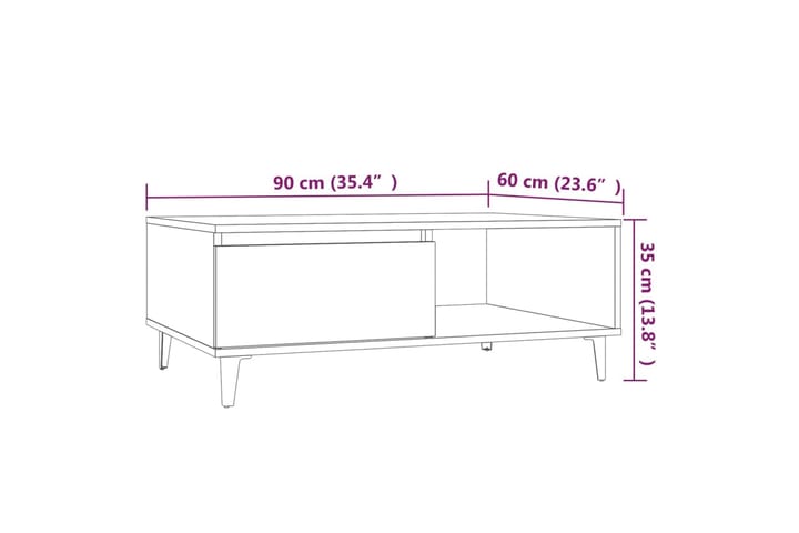 Sohvapöytä savutammi 90x60x35 cm lastulevy - Ruskea - Huonekalut - Pöytä & ruokailuryhmä - Sohvapöytä