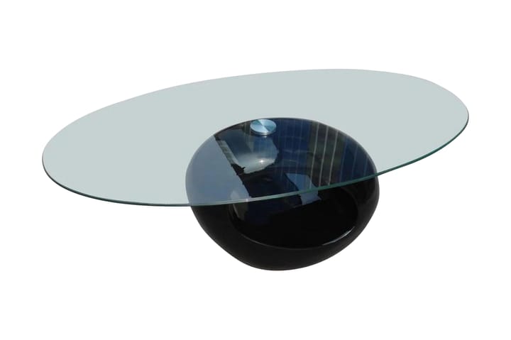 Sohvapöytä soikea lasinen pöytälevy Korkeakiilto musta - Musta - Sohvapöytä