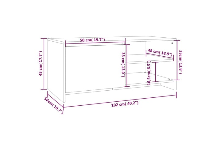 Sohvapöytä Sonoma-tammi 102x50x45 cm tekninen puu - Ruskea - Huonekalut - Pöytä & ruokailuryhmä - Sohvapöytä