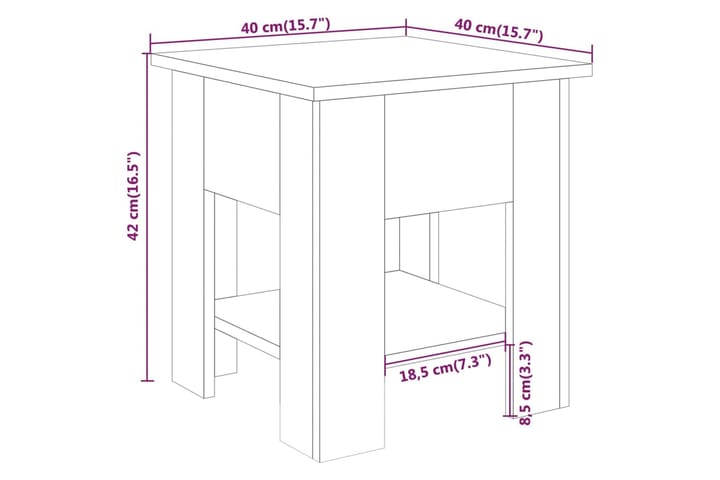 Sohvapöytä Sonoma-tammi 40x40x42 cm tekninen puu - Ruskea - Sohvapöytä