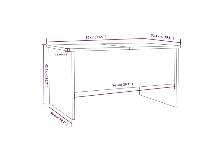 Sohvapöytä Sonoma-tammi 80x50x42,5 cm tekninen puu - Ruskea - Huonekalut - Pöytä & ruokailuryhmä - Sohvapöytä