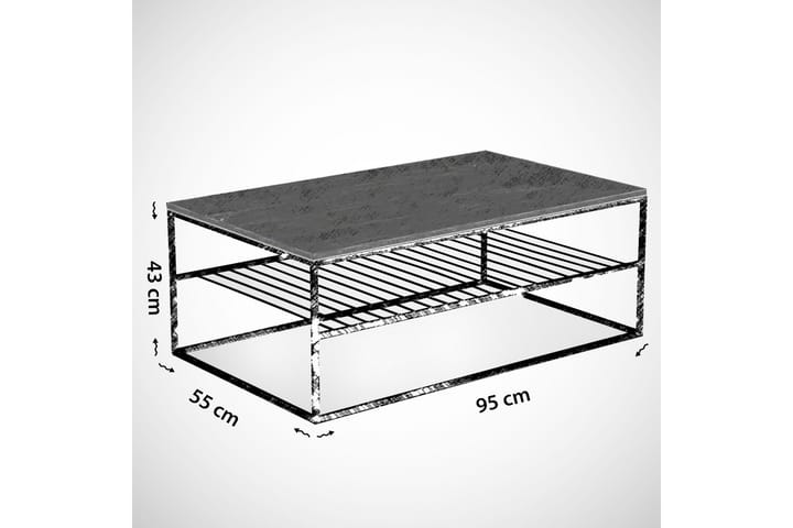 Sohvapöytä Ubbeboda 95 cm Ritilähyllyllä - Harmaa/Valkoinen - Huonekalut - Pöytä & ruokailuryhmä - Sohvapöytä