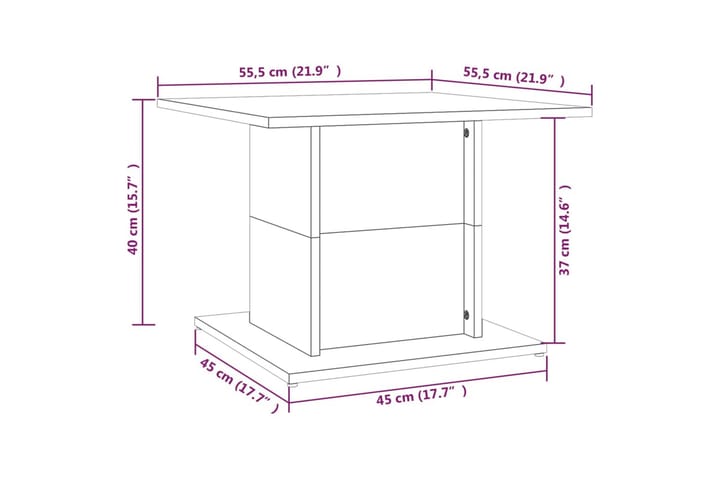 Sohvapöytä valkoinen 55,5x55,5x40 cm lastulevy - Valkoinen - Sohvapöytä
