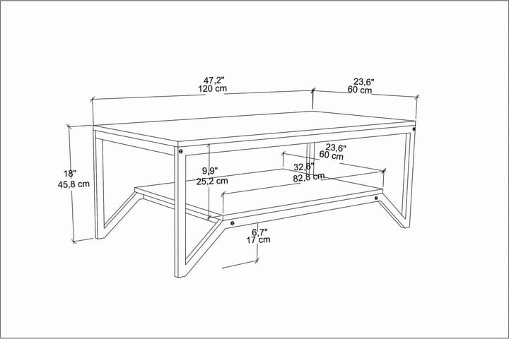 Sohvapöytä Zakkum 60x45,8x120 cm - Kulta/Valkoinen - Huonekalut - Pöytä & ruokailuryhmä - Sohvapöytä