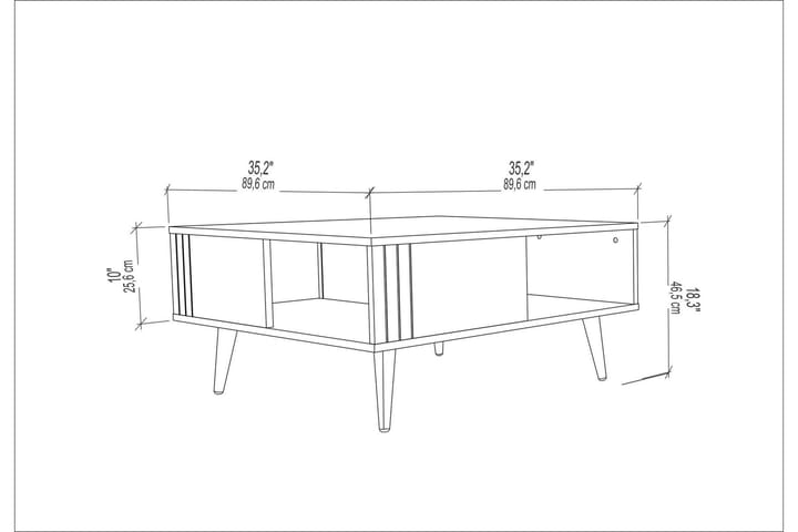 Sohvapöytä Zakkum 89,6x46,5x89,6 cm - Tammi - Huonekalut - Pöytä & ruokailuryhmä - Sohvapöytä