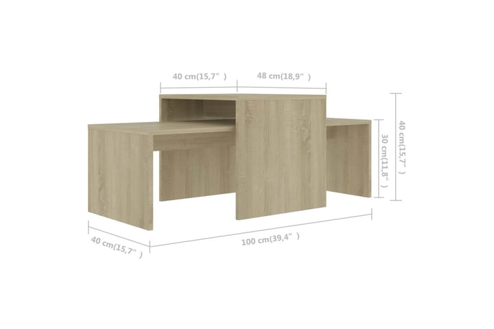 Sohvapöytäsarja Sonoma-tammi 100x48x40 cm lastulevy - Ruskea - Huonekalut - Pöytä & ruokailuryhmä - Sohvapöytä