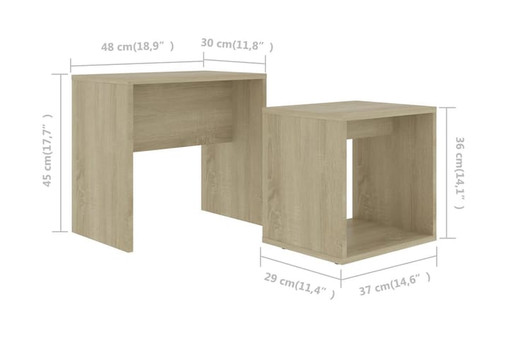 Sohvapöytäsarja Sonoma-tammi 48x30x45 cm lastulevy - Ruskea - Huonekalut - Pöytä & ruokailuryhmä - Sohvapöytä