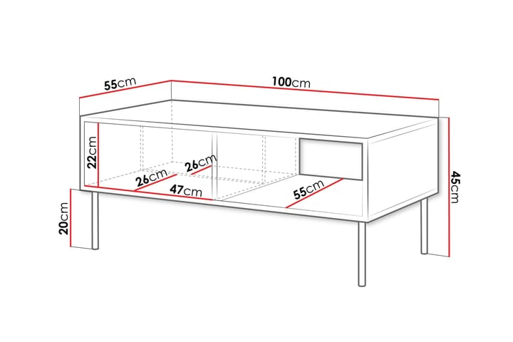 Sohvapöytä Soublet 100 cm - Musta - Huonekalut - Pöytä & ruokailuryhmä - Sohvapöytä