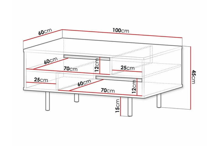 Sohvapöytä Staffin 60 cm - Musta - Sohvapöytä