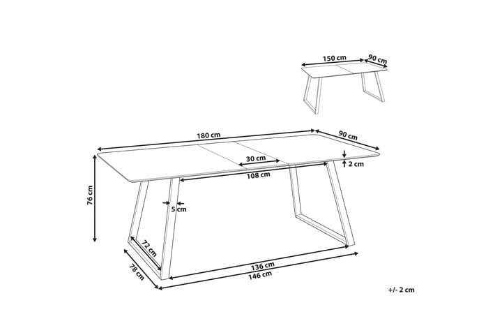 Stephenville Ruokapöytä Jatkettava 150-180x90 cm - Musta - Huonekalut - Pöytä & ruokailuryhmä - Ruokapöydät & keittiön pöydät