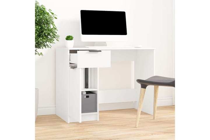 beBasic Työpöytä valkoinen 100x50x75 cm tekninen puu - Valkoinen - Tietokonepöytä
 - Sähköpöytä & säädettävä työpöytä - Kokoontaitettavat pöydät - Kirjoituspöytä - Marmoripöydät