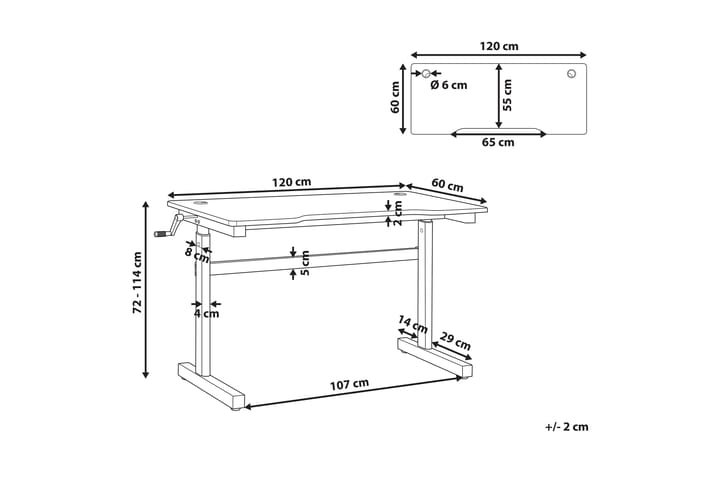 Durbine Pelipöytä 120x60 cm Suorakaide - Musta - Huonekalut - Pöytä & ruokailuryhmä - Työpöytä
 - Pelipöytä