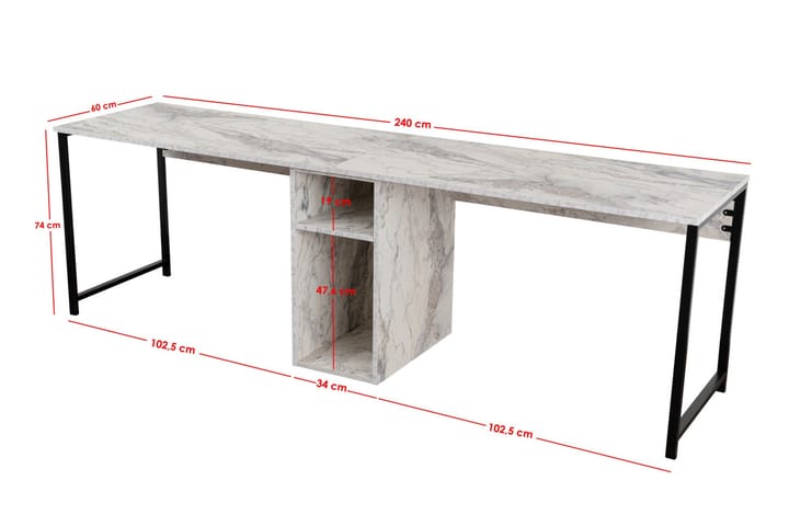 Hu Kirjoituspöytä 60x240 cm - Musta - Huonekalut - Pöytä & ruokailuryhmä - Työpöytä
 - Tietokonepöytä