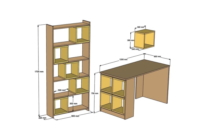 Kirjoituspöytä Amtorp 120 cm Säilytys Hylly+Seinähylly+Kirja - Huonekalut - Pöytä & ruokailuryhmä - Työpöytä
 - Kirjoituspöytä