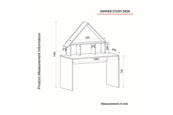 Kirjoituspöytä Denvers 120 cm Husform Säilytyksellä Hyllyt - Antrasiitti - Huonekalut - Pöytä & ruokailuryhmä - Työpöytä
 - Kirjoituspöytä