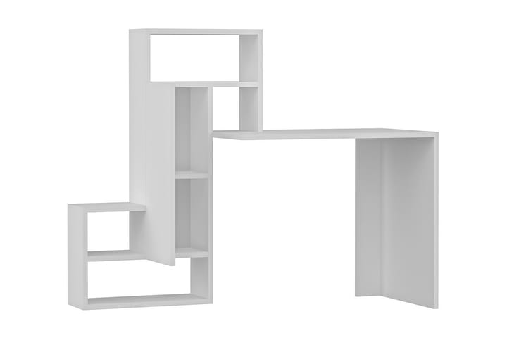 Kirjoituspöytä Irmaka 139 cm Säilytyksellä Hyllyt+kaappi - Valkoinen - Tietokonepöytä
 - Sähköpöytä & säädettävä työpöytä - Kirjoituspöytä - Kokoontaitettavat pöydät - Marmoripöydät
