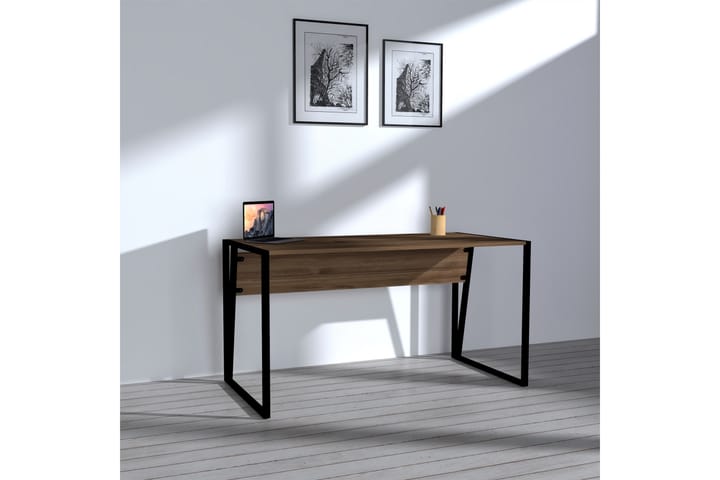 Kirjoituspöytä Kemiri 140 cm - Pähkinänruskea/Musta - Tietokonepöytä
 - Sähköpöytä & säädettävä työpöytä - Kirjoituspöytä - Kokoontaitettavat pöydät - Marmoripöydät