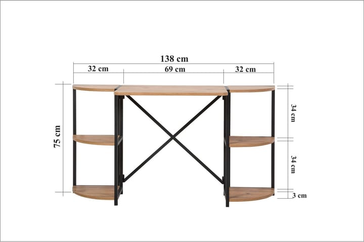 Kirjoituspöytä Narang 138 cm - Ruskea/Musta - Huonekalut - Pöytä & ruokailuryhmä - Työpöytä
 - Kirjoituspöytä