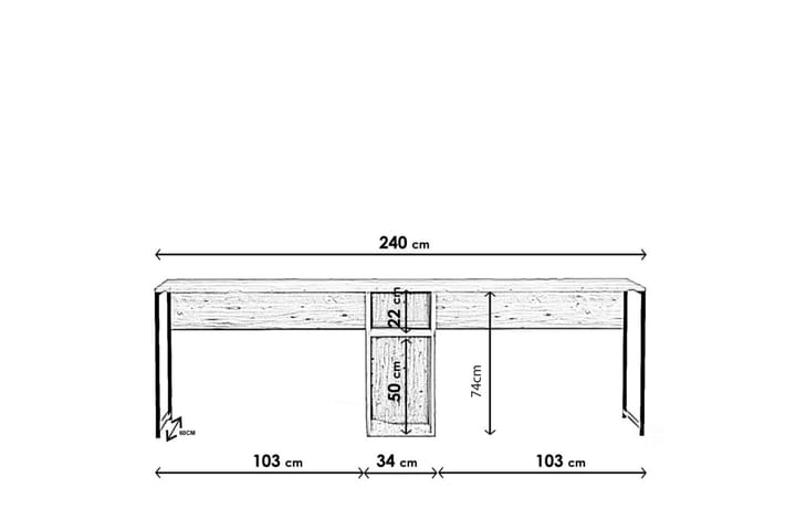 Kirjoituspöytä Selonnet 140 cm Säilytyksellä Hyllyt - Luonnonväri/Musta - Huonekalut - Pöytä & ruokailuryhmä - Työpöytä
 - Kirjoituspöytä