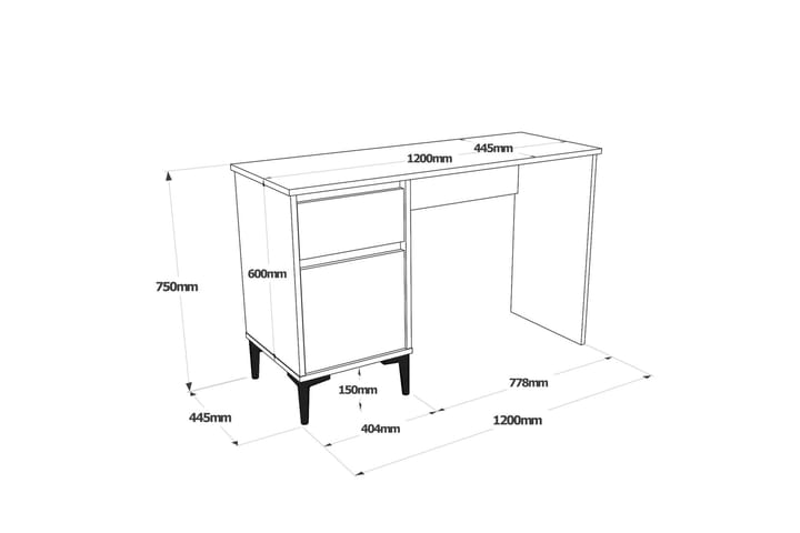 Kirjoituspöytä Turran 120x75x120 cm Säilytyksellä - Ruskea - Huonekalut - Pöytä & ruokailuryhmä - Työpöytä
 - Kirjoituspöytä