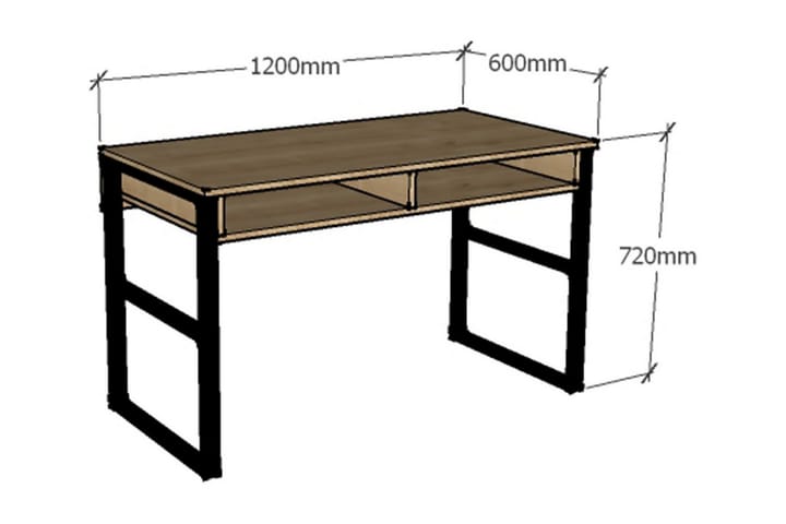 Kirjoituspöytä Tyrsberget 120 cm Säilytyksellä Hylly - Luonnonväri/Musta - Tietokonepöytä
 - Kirjoituspöytä