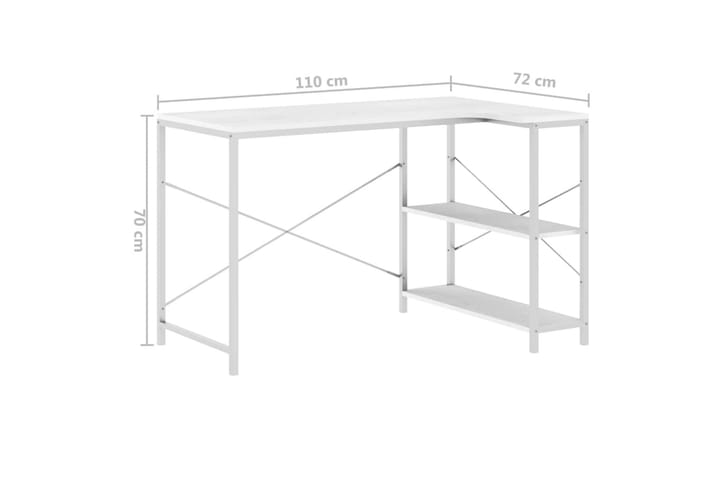 Tietokonepöytä valkoinen 110x72x70 cm lastulevy - Valkoinen - Huonekalut - Pöytä & ruokailuryhmä - Työpöytä
 - Kirjoituspöytä