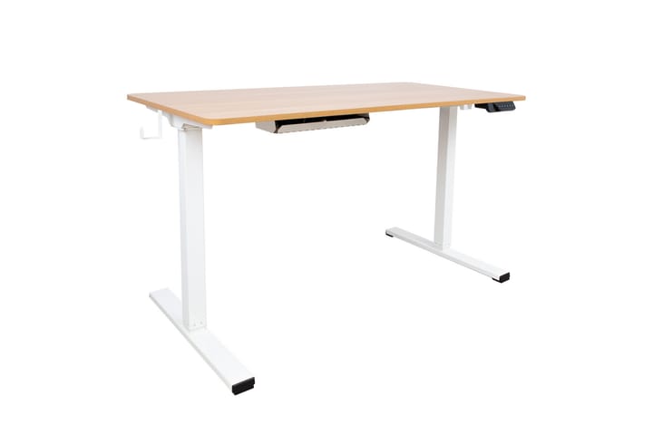 Työpöytä Ergo 1-moottorilla 120x60 cm Valkoinen/Tammi - Tietokonepöytä
 - Sähköpöytä & säädettävä työpöytä - Kirjoituspöytä - Kokoontaitettavat pöydät - Marmoripöydät
