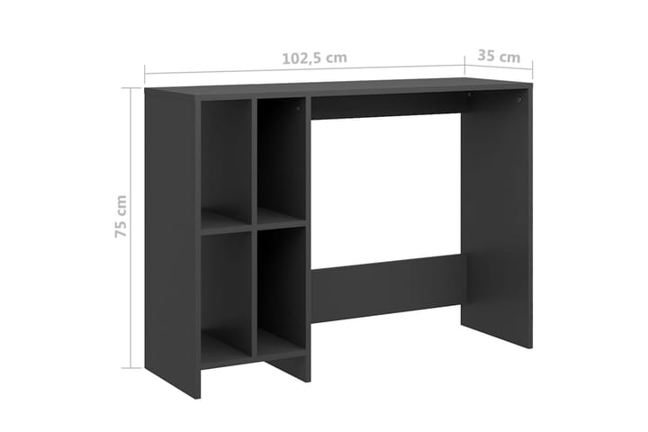 Työpöytä harmaa 102,5x35x75 cm lastulevy - Harmaa - Tietokonepöytä
 - Kirjoituspöytä
