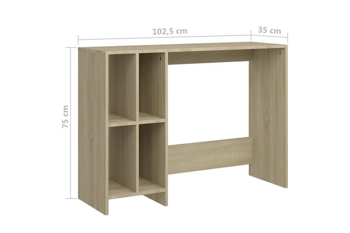 Työpöytä Sonoma-tammi 102,5x35x75 cm lastulevy - Ruskea - Tietokonepöytä
 - Kirjoituspöytä