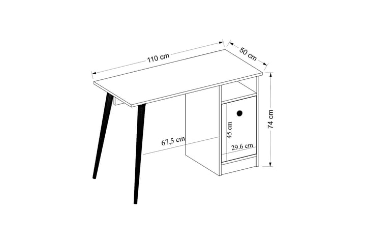 Työpöytä Zegerslot 110 cm - Valkoinen/Luonnonväri - Huonekalut - Pöytä & ruokailuryhmä - Työpöytä
 - Kirjoituspöytä