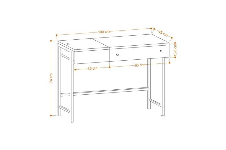 Retore Kirjoituspöytä 45x100 cm - Tammi/Musta - Huonekalut - Pöytä & ruokailuryhmä - Työpöytä
 - Tietokonepöytä