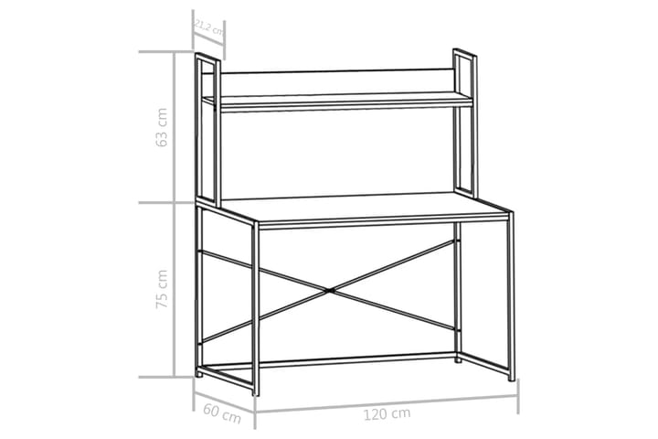 Tietokonepöytä 120x60x138 cm musta ja tammi - Musta - Huonekalut - Pöytä & ruokailuryhmä - Työpöytä
 - Tietokonepöytä