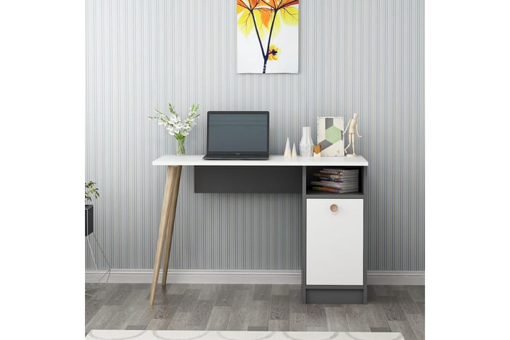 Työpöytä Zegerslot 110 cm - Valkoinen/antrasiitti - Tietokonepöytä
 - Sähköpöytä & säädettävä työpöytä - Kirjoituspöytä - Kokoontaitettavat pöydät - Marmoripöydät