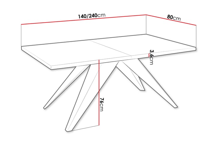 Vento Ruokapöytä 240 cm - Musta - Huonekalut - Pöytä & ruokailuryhmä - Ruokapöydät & keittiön pöydät