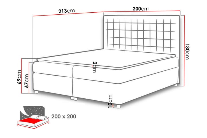 Asti sängpaketti kontinentalsänky 200x200 cm - Keltainen - Huonekalut - Sänky - Jenkkisängyt