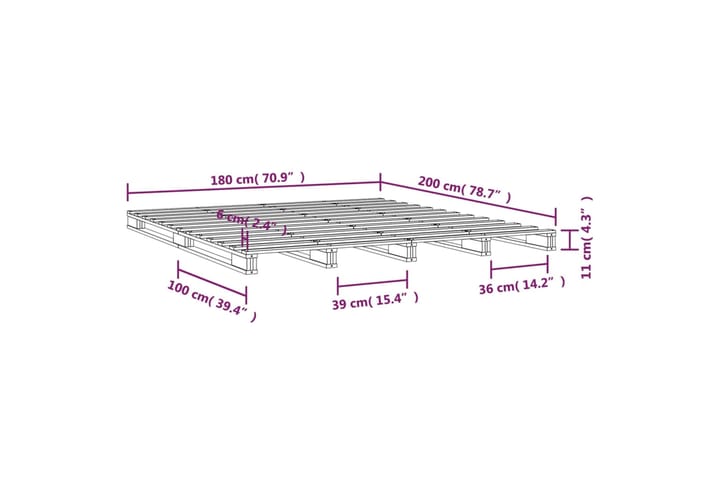 beBasic Sängynrunko 180x200 cm 6FT täysi mänty Super King - Ruskea - Huonekalut - Sänky - Sänkykehikot & sängynrungot