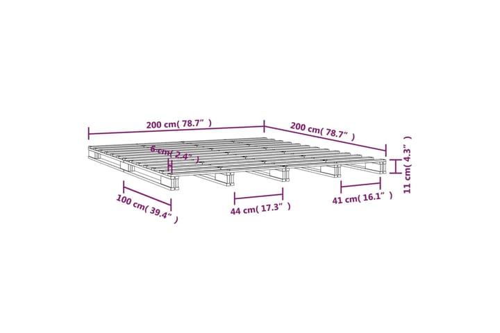 beBasic Sängynrunko 200x200 cm täysi mänty - Ruskea - Huonekalut - Sänky - Sänkykehikot & sängynrungot