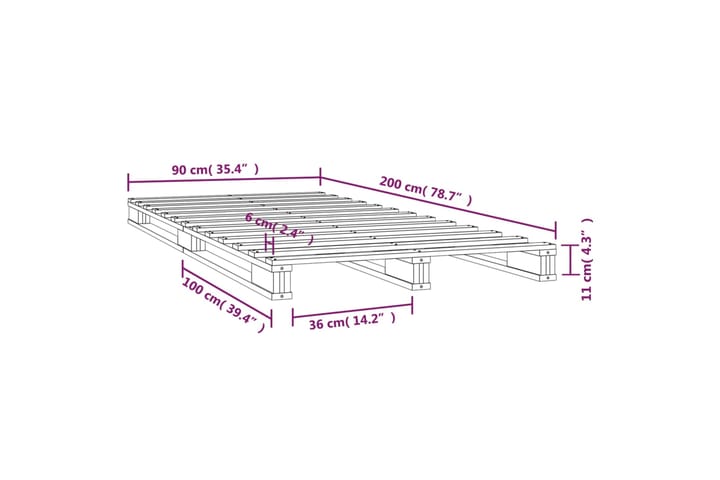 beBasic Sängynrunko 90x200 cm täysi mänty - Ruskea - Huonekalut - Sänky - Sänkykehikot & sängynrungot