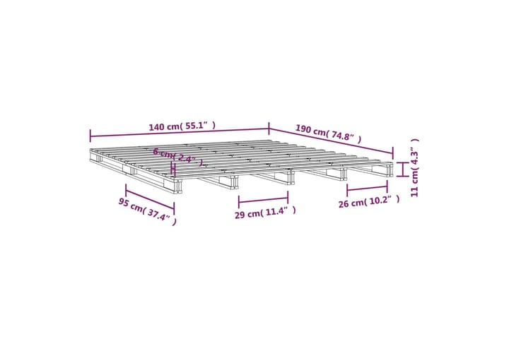 beBasic Sängynrunko harmaa 140x190 cm täysi mänty - Harmaa - Huonekalut - Sänky - Sänkykehikot & sängynrungot