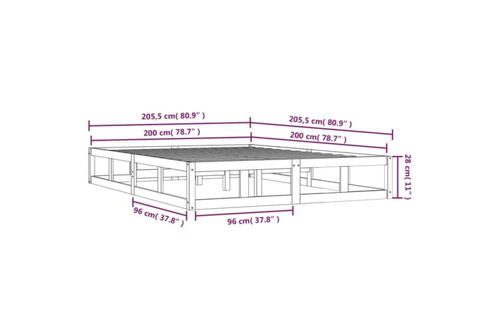 beBasic Sängynrunko hunajanruskea 200x200 cm täysi mänty - Ruskea - Huonekalut - Sänky - Sänkykehikot & sängynrungot