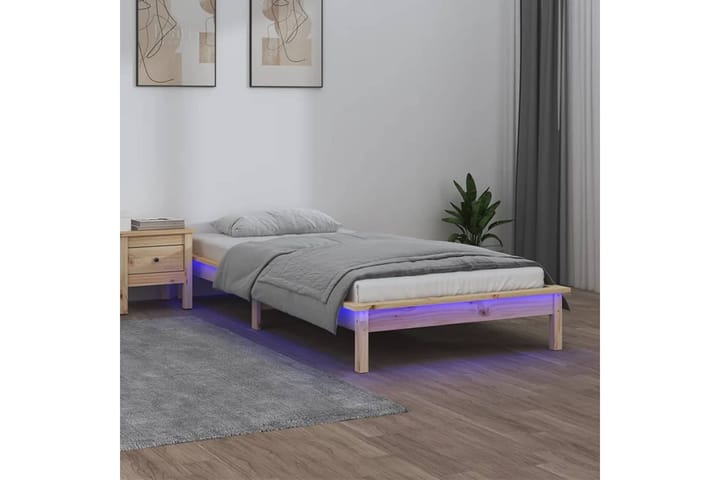 beBasic Sängynrunko LED-valoilla 100x200 cm täysi puu - Ruskea - Huonekalut - Sänky - Sänkykehikot & sängynrungot