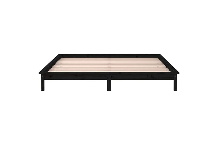 beBasic Sängynrunko LED-valoilla musta 200x200 cm täysi puu - Musta - Huonekalut - Sänky - Sänkykehikot & sängynrungot