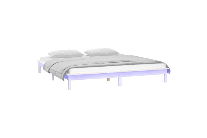 beBasic Sängynrunko LED-valoilla valkoinen 140x190 cm täysi puu - Valkoinen - Huonekalut - Sänky - Sänkykehikot & sängynrungot